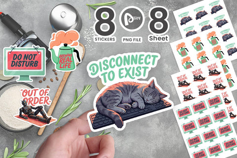 Sticker Out-of-Office Disconnected Robots SVG artnoy 