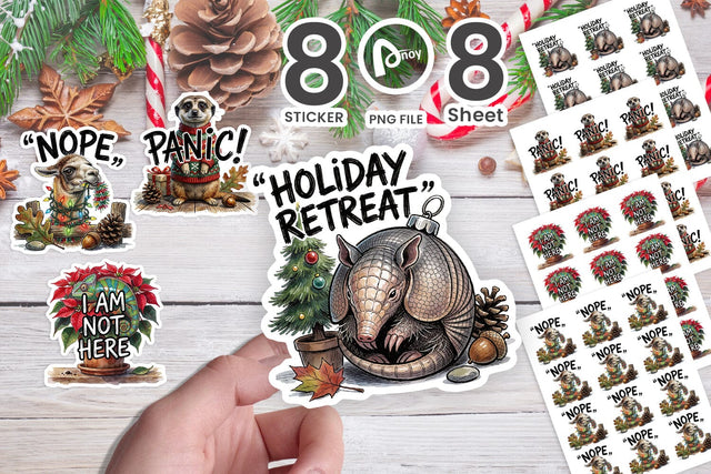 Sticker Overwhelmed Exotic Holiday Panic Quotes Sublimation artnoy 