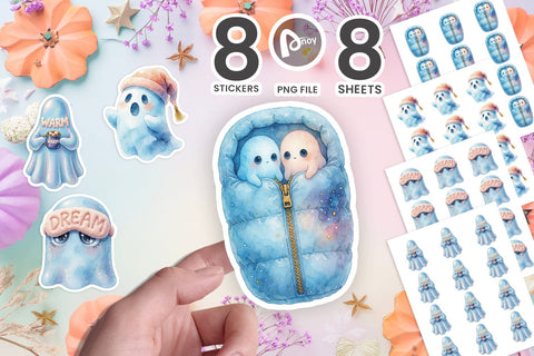 Sticker Pajama Party Bedtime Spooky Phantoms SVG artnoy 
