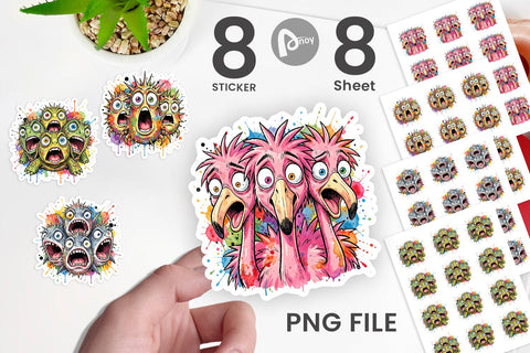 Sticker Panic Tropical Animals Messy Watercolor Sublimation artnoy 