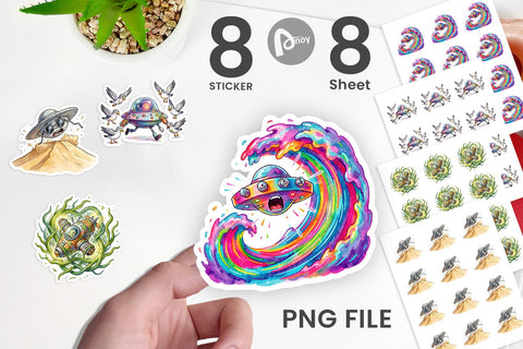 Sticker Panicked UFO Surf Sublimation artnoy 