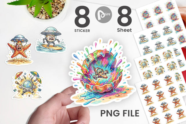 Sticker Panicked UFO Surf Sublimation artnoy 