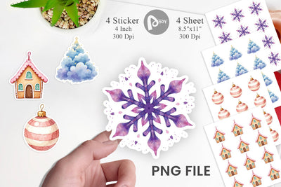 Sticker Pastel Dreams Watercolor Christmas Sublimation artnoy 