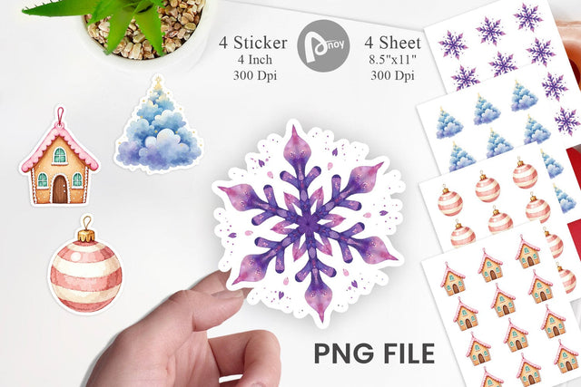 Sticker Pastel Dreams Watercolor Christmas Sublimation artnoy 