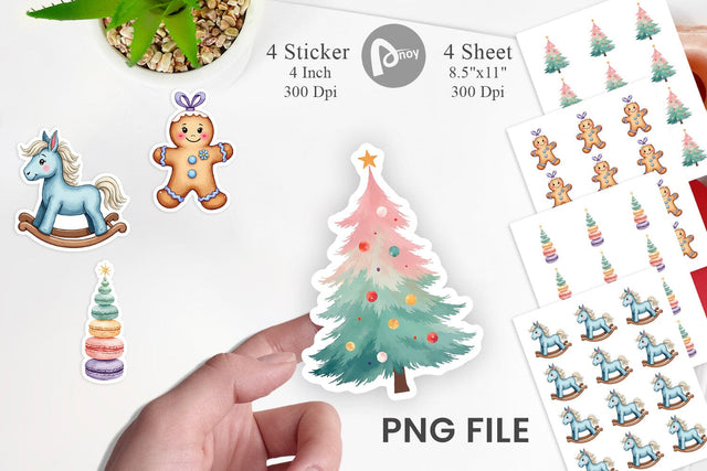 Sticker Pastel Dreams Watercolor Christmas Sublimation artnoy 
