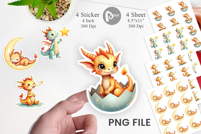 Sticker Pastel Dreamy Dragons Sublimation artnoy 