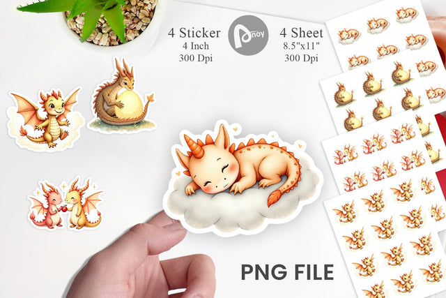 Sticker Pastel Dreamy Dragons Sublimation artnoy 