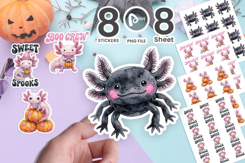 Sticker Pastel Goth Axolotl Pumpkin Parade SVG artnoy 