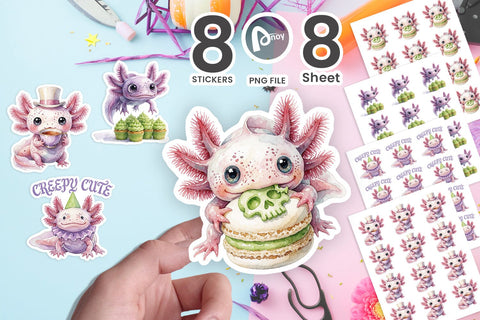 Sticker Pastel Goth Axolotl Spooky Tea Party SVG artnoy 