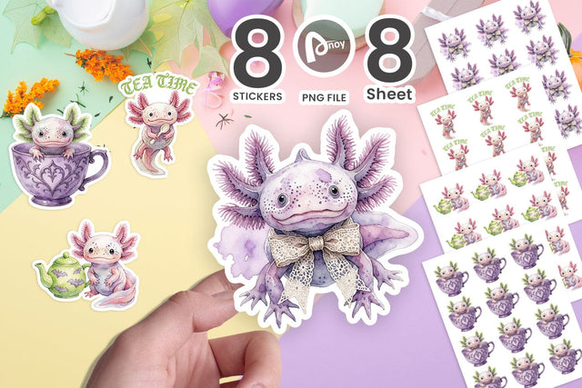 Sticker Pastel Goth Axolotl Spooky Tea Party SVG artnoy 