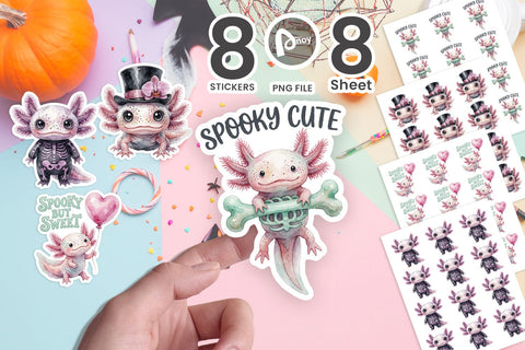 Sticker Pastel Goth Skeleton Axolotl SVG artnoy 