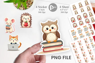 Sticker Pastel School Critters Sublimation artnoy 