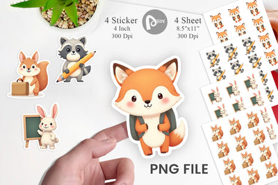 Sticker Pastel School Critters Sublimation artnoy 