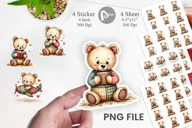 Sticker Patchwork Bear Adventures Sublimation artnoy 