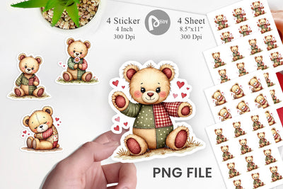 Sticker Patchwork Bear Adventures Sublimation artnoy 