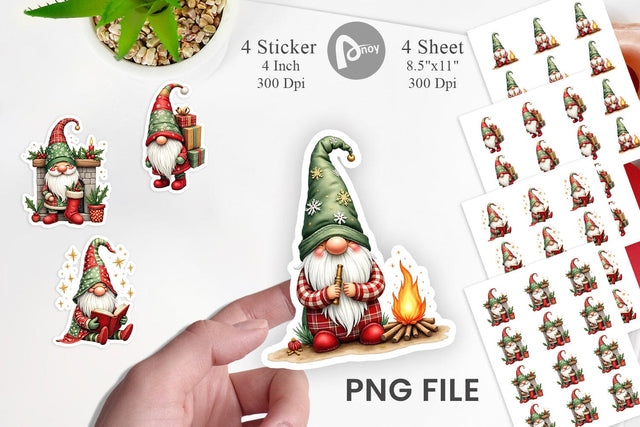 Sticker Patchwork Christmas Gnome Sublimation artnoy 