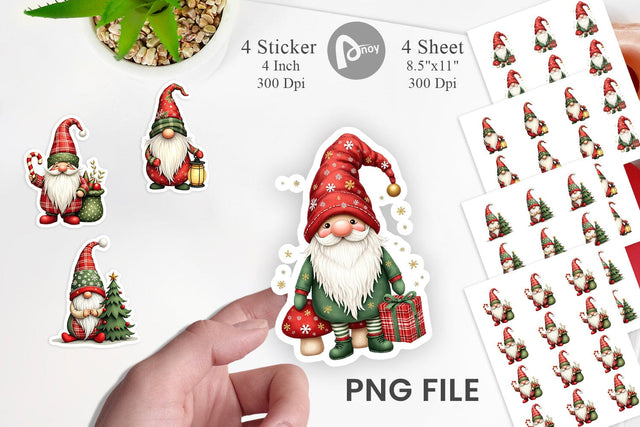 Sticker Patchwork Christmas Gnome Sublimation artnoy 