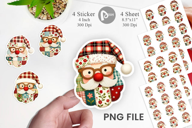Sticker Patchwork Santa Sublimation artnoy 