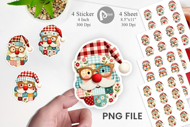 Sticker Patchwork Santa Sublimation artnoy 