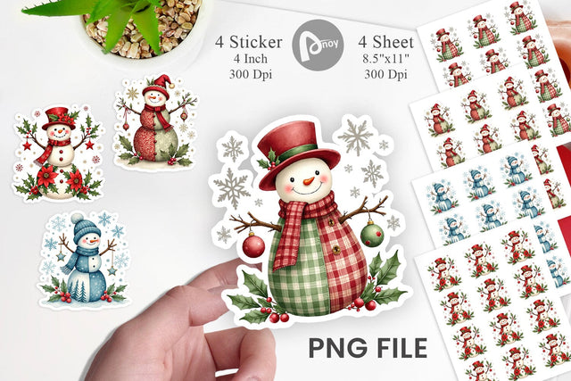 Sticker Patchwork Snowmen Sublimation artnoy 