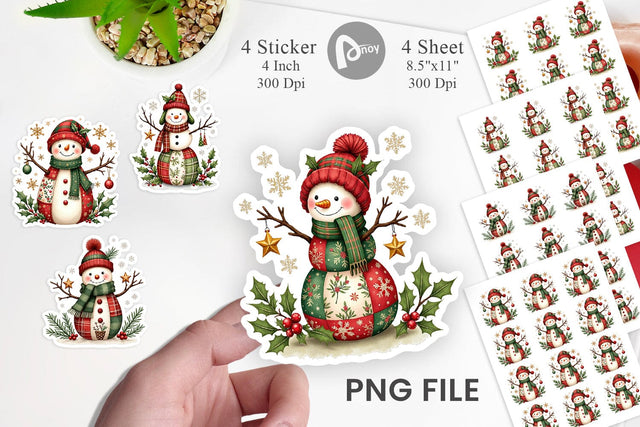 Sticker Patchwork Snowmen Sublimation artnoy 