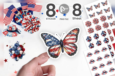 Sticker Patriotic Bloom Fabric Watercolor Sublimation artnoy 