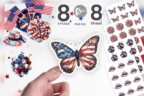 Sticker Patriotic Bloom Fabric Watercolor Sublimation artnoy 