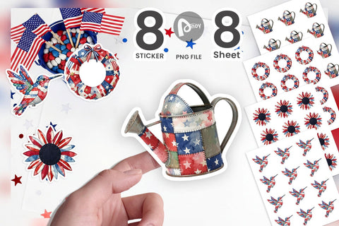 Sticker Patriotic Bloom Fabric Watercolor Sublimation artnoy 