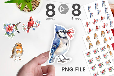 Sticker Patriotic Watercolor Birds Sublimation artnoy 