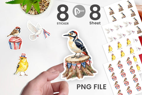 Sticker Patriotic Watercolor Birds Sublimation artnoy 