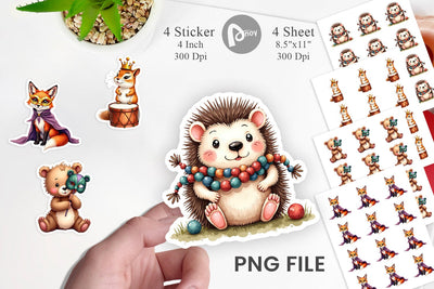 Sticker Paw-di Gras Puppy & Kitten Carnival Watercolor Sublimation artnoy 