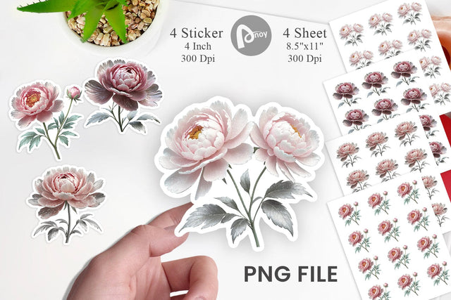 Sticker Peony Sketch Sublimation artnoy 