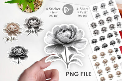 Sticker Peony Sketch Sublimation artnoy 