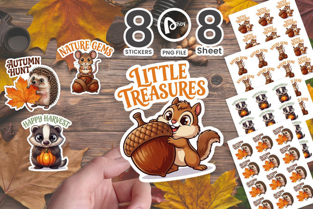 Sticker Playful Autumn Acorn Forest Friends Sublimation artnoy 