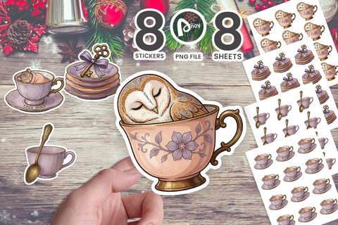 Sticker Porcelain Teatime Frosted Botanicals SVG artnoy 