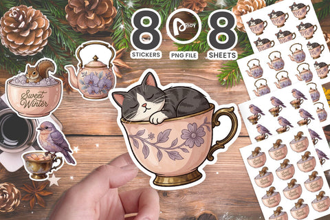 Sticker Porcelain Teatime Frosted Botanicals SVG artnoy 