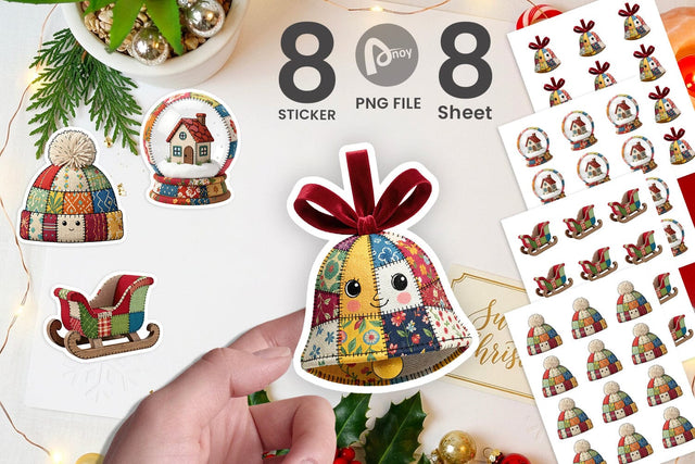 Sticker Quilted Winter Decor Patchwork Sublimation artnoy 
