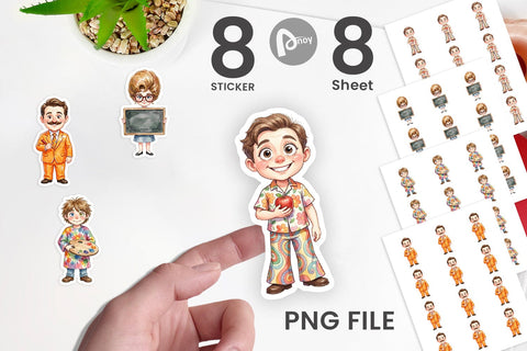 Sticker Quirky 70s Human Teacher Watercolor Sublimation artnoy 