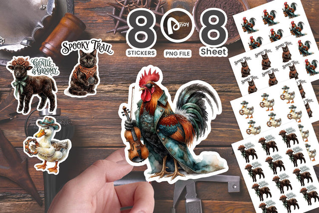 Sticker Quirky Gothic Barnyard Band Animals Sublimation artnoy 