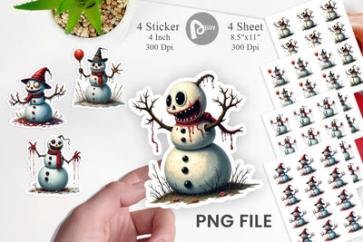 Sticker Quirky Snowman Sublimation artnoy 