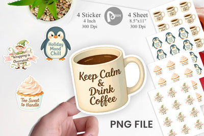 Sticker Quotes Watercolor Christmas Survival Kit Sublimation artnoy 