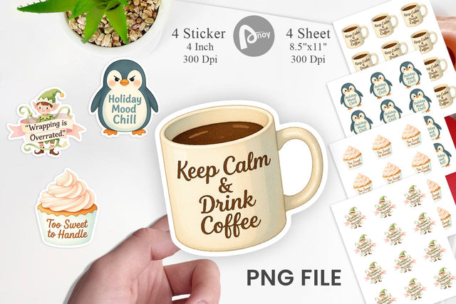 Sticker Quotes Watercolor Christmas Survival Kit Sublimation artnoy 