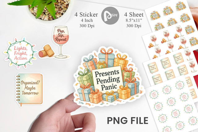 Sticker Quotes Watercolor Holiday Chaos Essentials Sublimation artnoy 