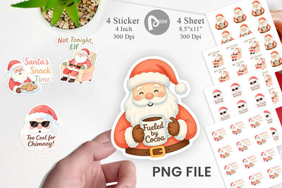 Sticker Quotes Watercolor Sassy Santa Claus Sublimation artnoy 