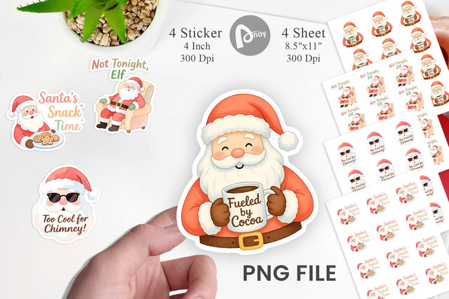 Sticker Quotes Watercolor Sassy Santa Claus Sublimation artnoy 