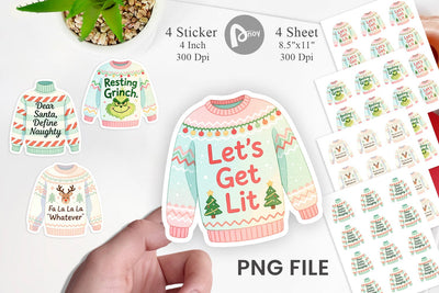 Sticker Quotes Watercolor Ugly Sweater Sass Sublimation artnoy 