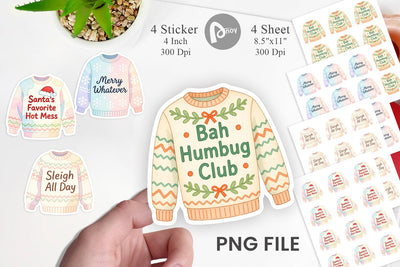 Sticker Quotes Watercolor Ugly Sweater Sass Sublimation artnoy 