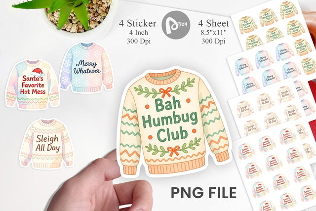 Sticker Quotes Watercolor Ugly Sweater Sass Sublimation artnoy 