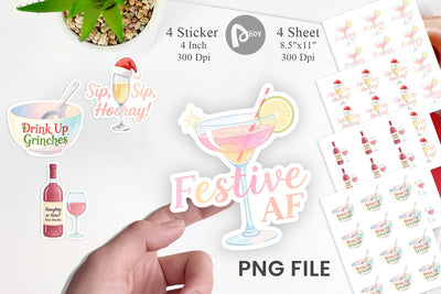 Sticker Quotes Watercolor Wine and Whine Holidays Sublimation artnoy 