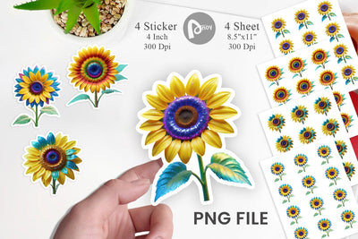 Sticker Rainbow Sunflower Sublimation artnoy 
